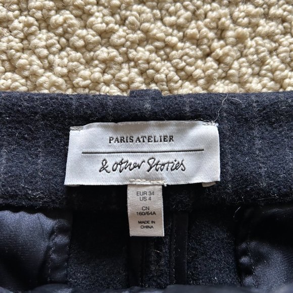 & Other Stories Paris Atelier Wool Blend Wide Leg Striped Pants Size 4 - Picture 2 of 5